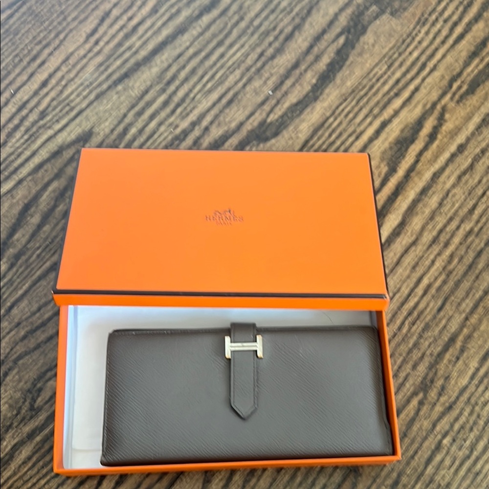 Hermes Orange Box with Black Wallet
